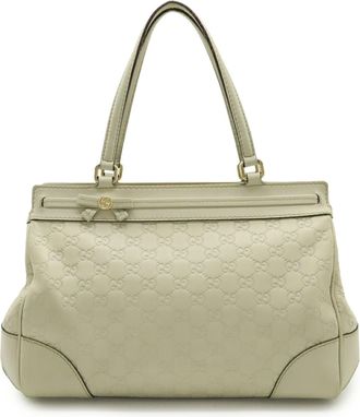 Gucci Ivory Leather Handbag Shoulder Bag Tote Bag (Pre-Owned)
