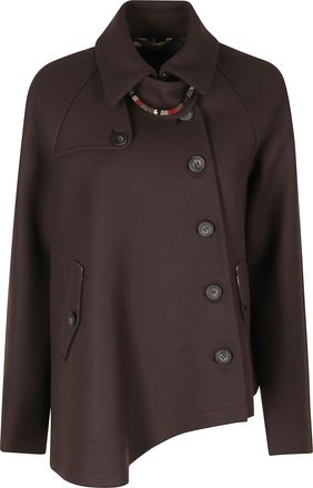Bazar Deluxe Dark Brown Classic Collar Patch Pockets Wool Short Coat
