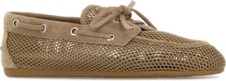 Miu Miu Womens Mesh Loafer Beige Fabric