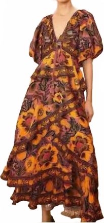 Farm Rio Garden Bloom Blush Maxi Dress In Orange