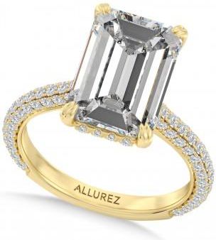 Allurez Emerald Lab Diamond Engagement Ring 14K Yellow Gold (2.90ct)