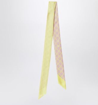 Gucci Slim Scarf With Gg Motif In And Yellow