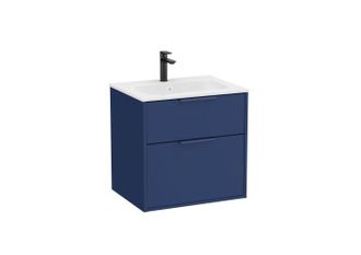 Roca Conjunto Mueble Optica 600 2 Cajones + Lavabo Stonex Azul Acero