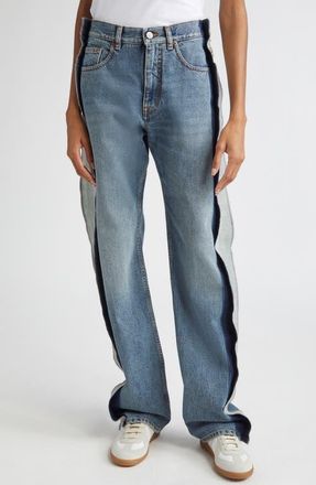 Maison Margiela Deconstructed Straight Leg Jeans in Blue at Nordstrom, Size 25