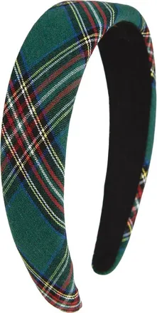 Tasha Padded Plaid Headband in Green Plaid at Nordstrom