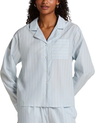 Hunkem&ouml;ller Woven Cotton Stripe Jacket in Xenon Blue at Nordstrom, Size X-Small