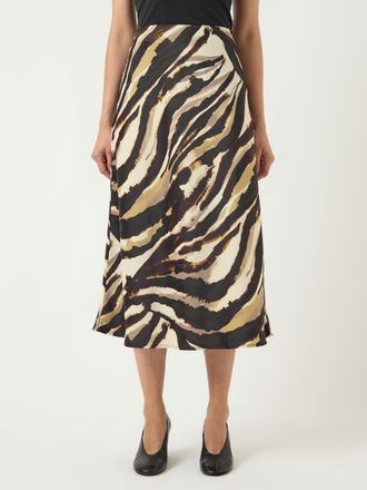 Y.A.S Midirock Y.A.S YASPELLA HW MIDI SKIRT S. NOOS, Damen, Gr. XL (42), beige (sandshell aop:zebra print), Web, Obermaterial: 97% Polyester, 3% Elasthan, a