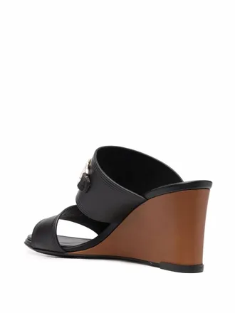 Ferragamo Horsebit-Detail Wedge Sandal - Black