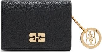Ganni Card Holder With Flap - Dames - Portefeuilles - Zwart - ONE Size - Katoen - Accessoires