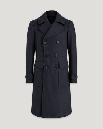 Belstaff Milford Coat Mens Wool Cashmere Blend Charcoal Size UK 34