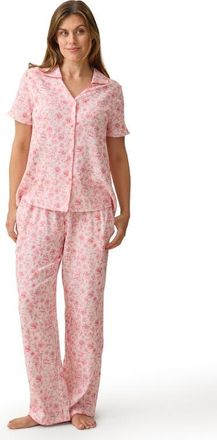 Kindred Bravely Cotton Blend Pajama Set in Pink Toile at Nordstrom, Size X-Large