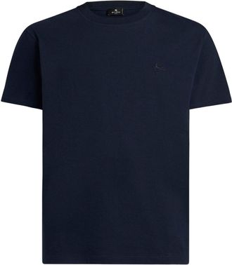 Etro logo-embroidered cotton T-shirt - men - Cotton - S - Blue