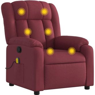 vidaXL Poltrona Massaggiante Reclinabile Rosso Vino in Tessuto - Vidaxl