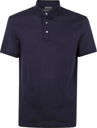 Emporio Armani Tops, Heren, Blauw, 2Xl, Katoen, Katoenen poloshirt 3 knopen