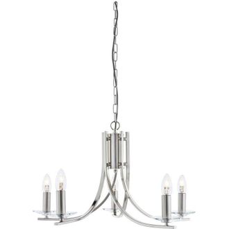 Searchlight Searchlight Ascona - 5 Light Multi Arm Ceiling Pendant Satin Silver, Glass, E14