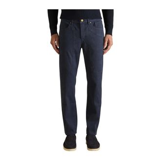 Jeckerson Slim-fit Trousers, male, Blue, Size: W29 Zip and Button Fastening Trousers with Pockets