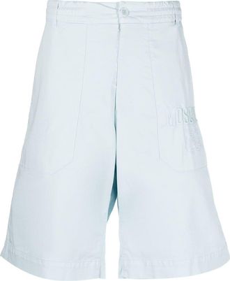 Moschino embroidered-logo detail shorts - men - Spandex/Elastane/Cotton - 56 - Blue