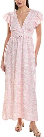 Sail to Sable V-Neck Flutter Sleeve Linen-Blend Maxi Dress