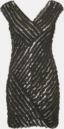 Roberto Cavalli Black Silk Sequin Mini Dress