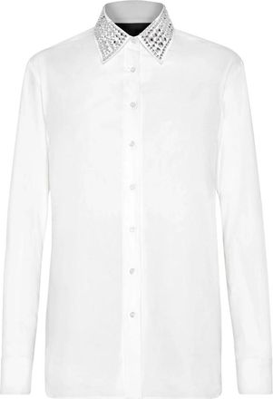 Philipp Plein Camicia Regular Crystal - - Blouses & Shirts - Donna - Bianco - S