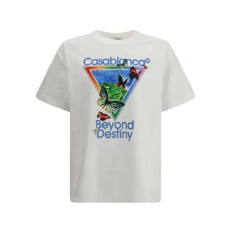 Casablanca T-Shirts, male, White, Size: XL The Tennis Club Beyond Destiny Short Sleeve T-Shirt