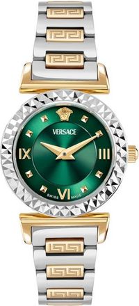 Versace Mini Vanity Bracelet Watch, 27mm in Green/Two Tone at Nordstrom