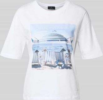 Monari T-Shirt mit Motiv-Print Modell Beach Dogs in Offwhite, Gr&ouml;&szlig;e 34