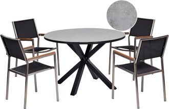 Beliani Conjunto de comedor 4 personas de metal gris