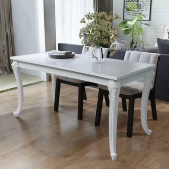 Berkfield Home Dining Table 116x66x76 cm High Gloss White | Size: 116 x 66 x 76 cm