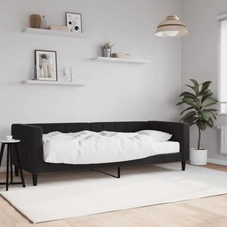 vidaXL Sof&aacute; Cama Con Colch&oacute;n Terciopelo Negro 80x200 Cm Vidaxl