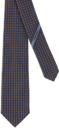 Ferragamo Zijden stropdas met geometrisch patroon - Blauw