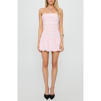 Princess Polly Mousse Strapless Bubble Hem Minidress in Pink at Nordstrom, Size 10