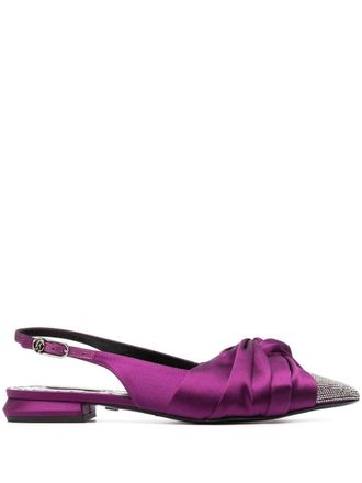 Roberto Cavalli knot-detail satin slingback ballerinas - women - Goat Skin/Bos Taurus/Viscose/Silk - 36 - Purple