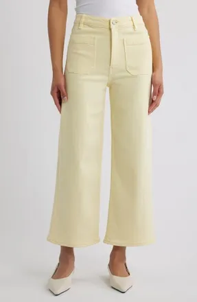 Frame Denim The Anchor High Waist Patch Pocket Crop Jeans in Lemon at Nordstrom, Size 26