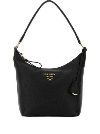 Prada calf leather logo tote bag - Black