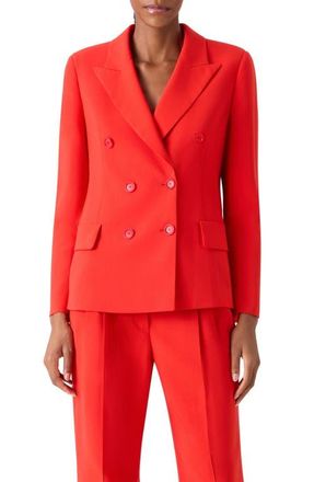 Akris Azalea Wool Double Breasted Jacket in Vermillion at Nordstrom, Size 10