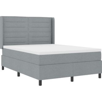 vidaXL vidaXL Box Spring Bed with Mattress & LED Light Grey 160x200 cm Fabric