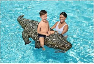 Trade Shop Trade Shop - Cavalcabile Coccodrillo 193x94 Cm Galleggiante Gonfiabile Piscina Maniglia 41478