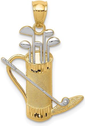 Diamond2Deal 14k Yellow Gold Rhodium Golf Bag Pendant