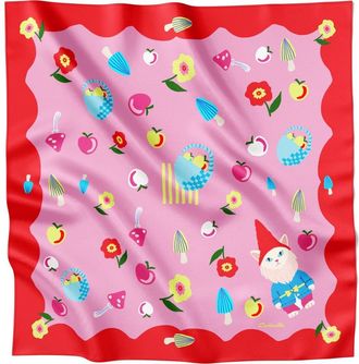 Centinelle Cat Garden Gnome Silk Large Square Scarf in Pink at Nordstrom