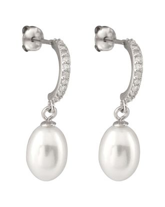Splendid Pearls Rhodium Over Silver 7-8Mm Pearl Earrings