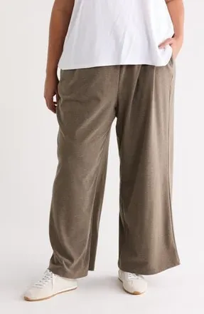 Max Studio Drawstring Waist Wide Leg Pants in Heather Toast at Nordstrom Rack, Size 3X