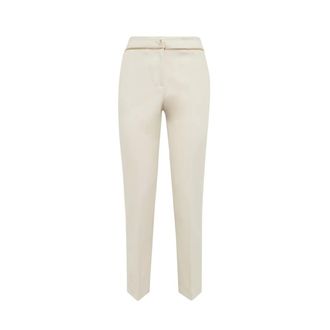 Blugirl Broeken, Dames, Beige, XS, Leer, Cropped Cigarette Broek