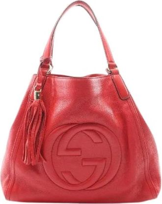 Gucci Pre-owned Soho Interlocking G Leren Tote Bag - Dames - Vintage Shopper - Rood - ONE Size - Leer - Vintage