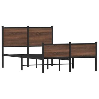 Berkfield Home Metal Bed Frame without Mattress Brown Oak 120x200 cm | Size: Small Double