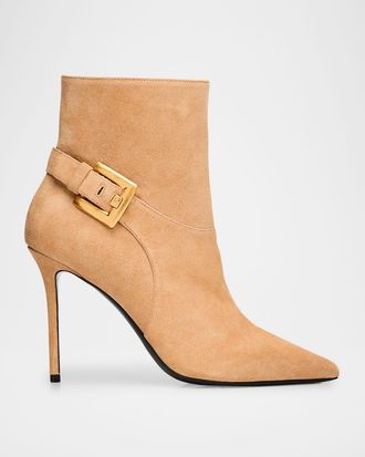 Balmain 95mm Anthem Suede Ankle Boots