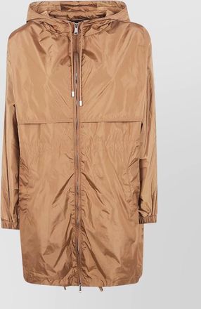 Semicouture hooded longline parka jacket drawstring hem