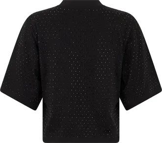 Pinko Rhinestone-Embellished Cotton T-Shirt - Black