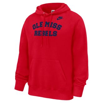 Nike Ole Miss Rebels Club Nike Mens Football Fleece Pullover Hoodie in Red | M31233P394MISI-RED
