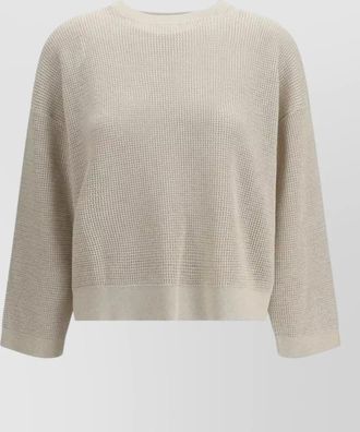 Brunello Cucinelli crew neck long sleeve textured knit sweater